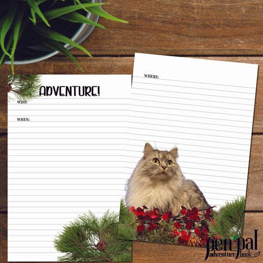 Digital Download-Pretty Kitty and Pine Journal Layout-Pen Pal Adventure Book Coordinating Printables
