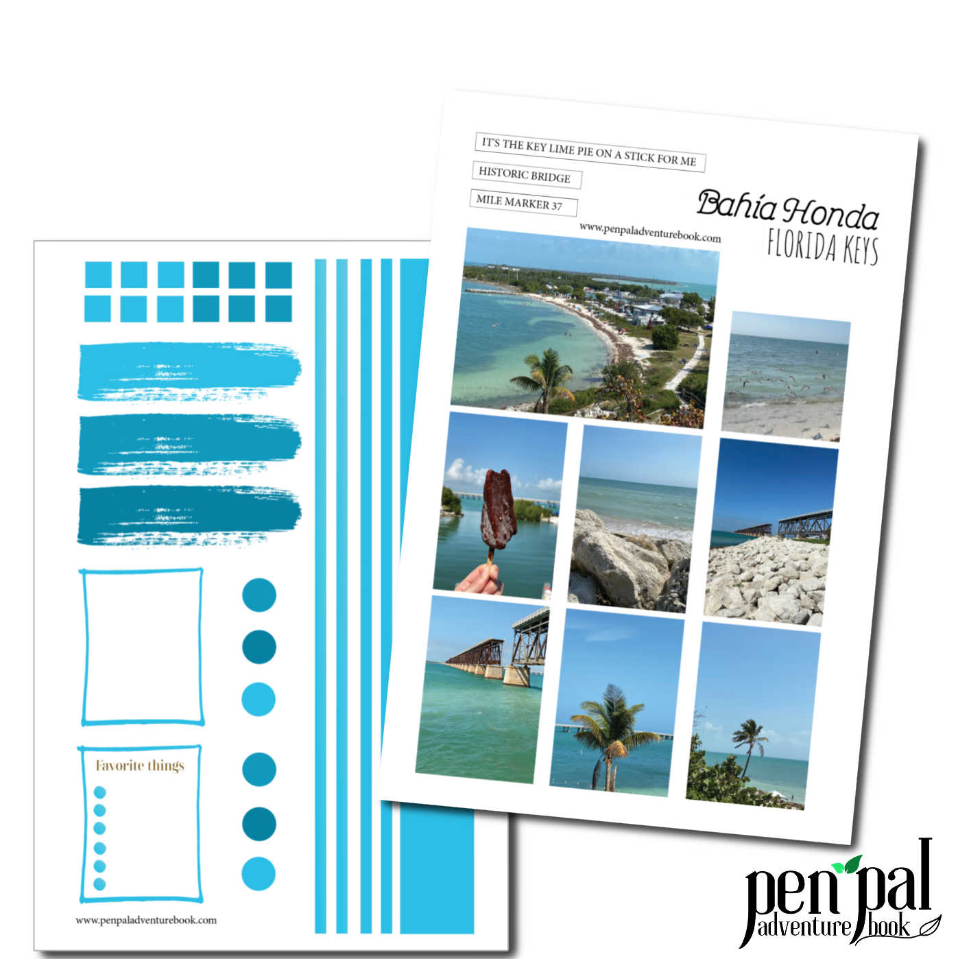 Instant Download-Bahia Honda Florida Keys-Pen Pal Adventure Book Coordinating Printables