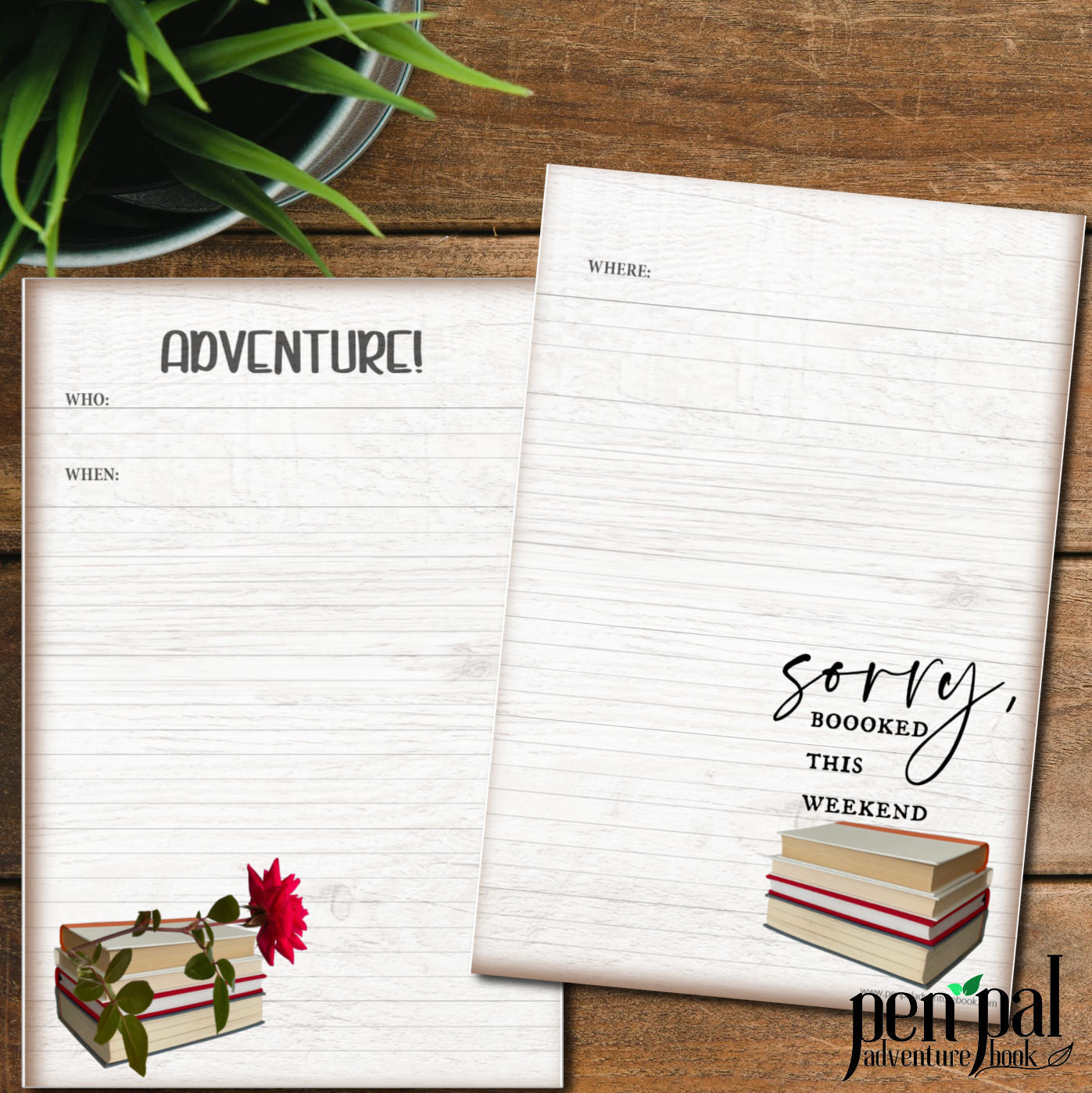 Instant Download-Booked this Weekend Journal Layout-Pen Pal Adventure Book Coordinating Printables
