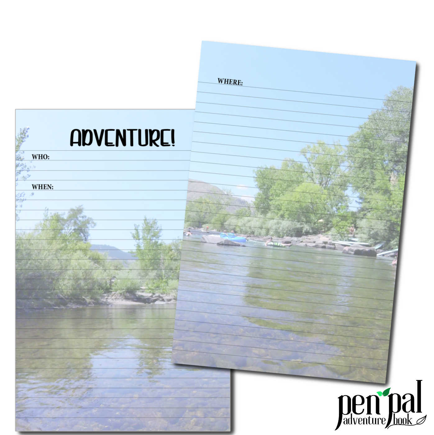 Instant Download-Golden Colorado Clear Creek Journal Layout-Pen Pal Adventure Book Coordinating Printables
