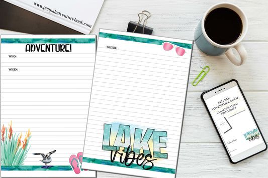 Instant Download-Lake Vibes-Pen Pal Adventure Book Coordinating Printables