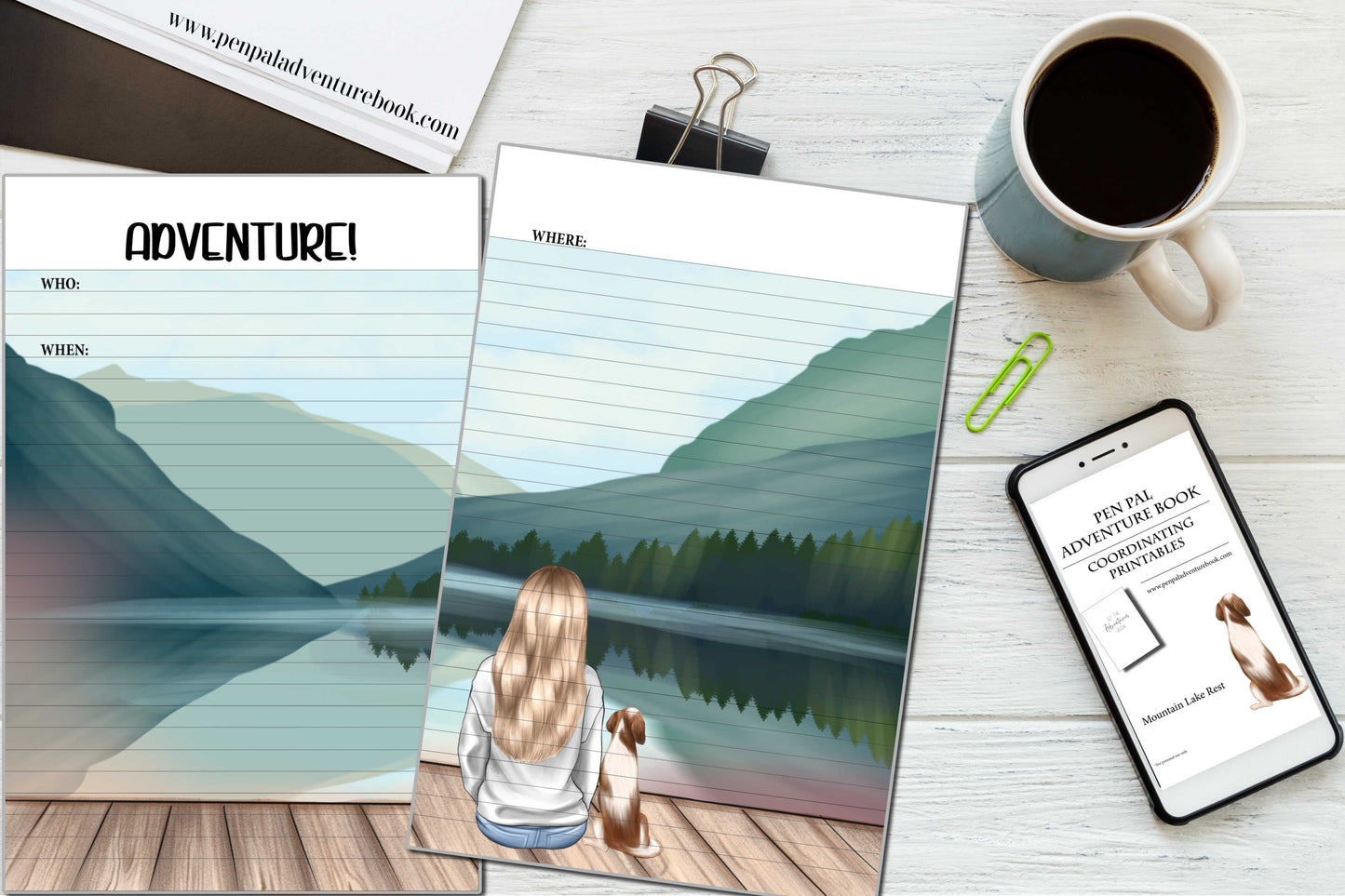 Digital Download-Mountain Views with Your Best Friend-Pen Pal Adventure Book Coordinating Printables