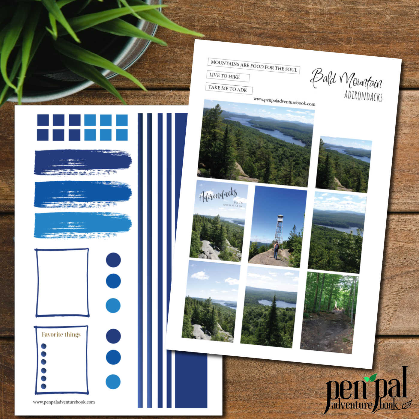 Instant Download-Bald Mountain Hike in NY Adirondacks-Pen Pal Adventure Book Coordinating Printables