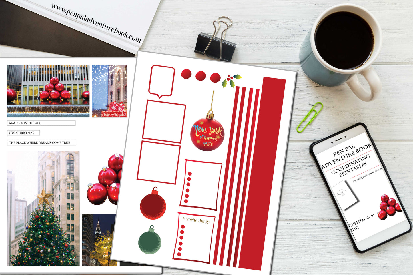 Instant Download-Christmas in New York-Pen Pal Adventure Book Coordinating Printables