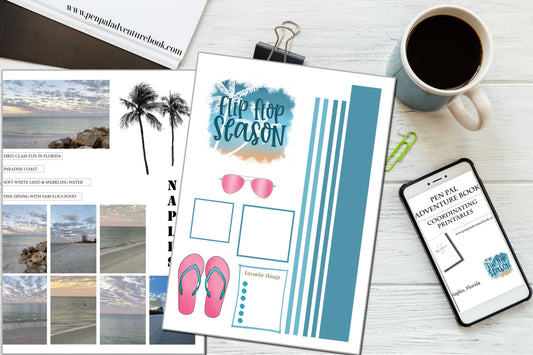 Digital Download-Naples Florida Beach-Pen Pal Adventure Book Coordinating Printables