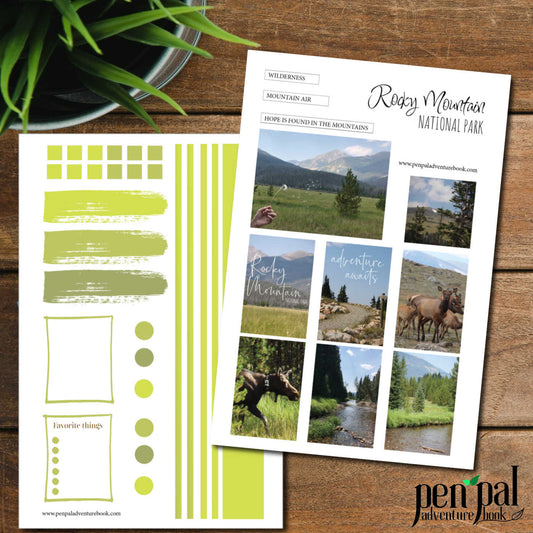 Digital Download-Rocky Mountain National Park-Pen Pal Adventure Book Coordinating Printables