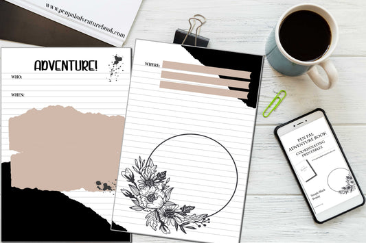 Instant Download-Simple Black Beauty with Taupe-Pen Pal Adventure Book Coordinating Printables