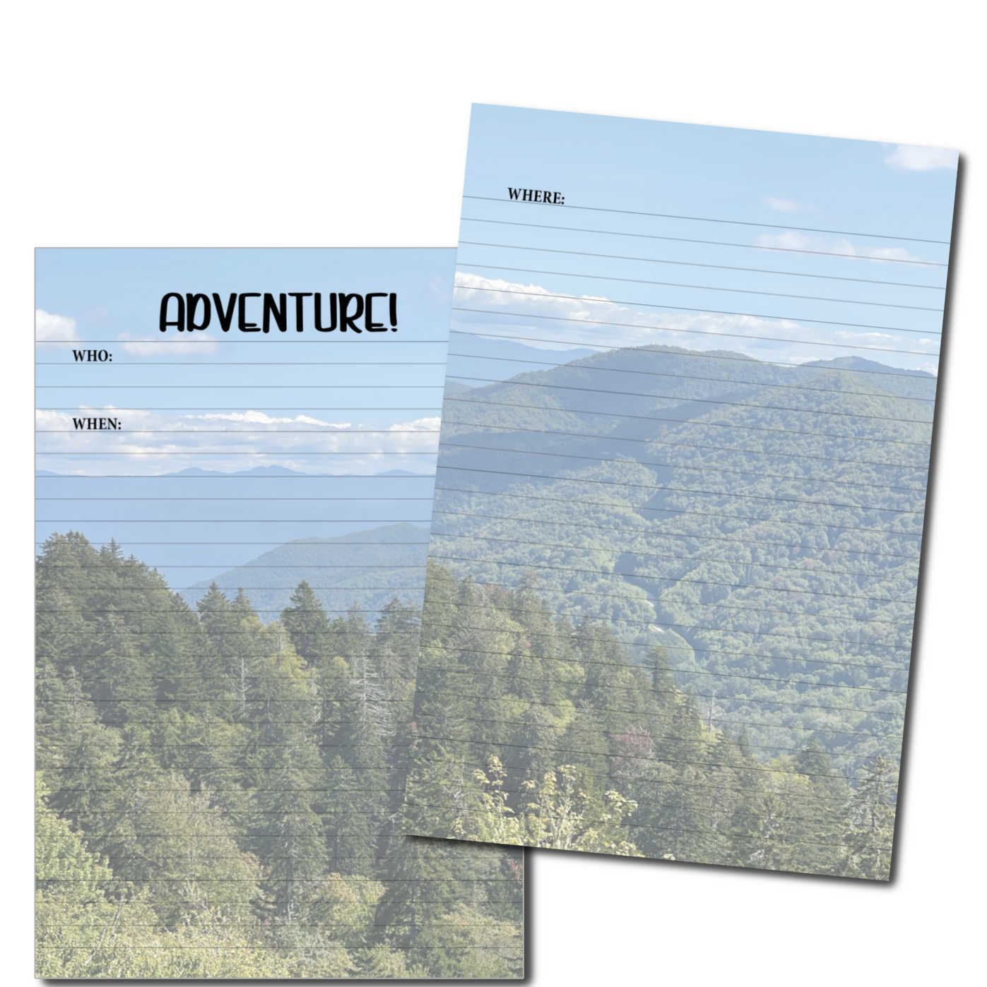 Digital Download-Tennessee Smoky Mountains Layout-Pen Pal Adventure Book Coordinating Printables