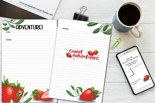 Digital Download-Sweet Strawberries Adventures-Pen Pal Adventure Book Coordinating Printables
