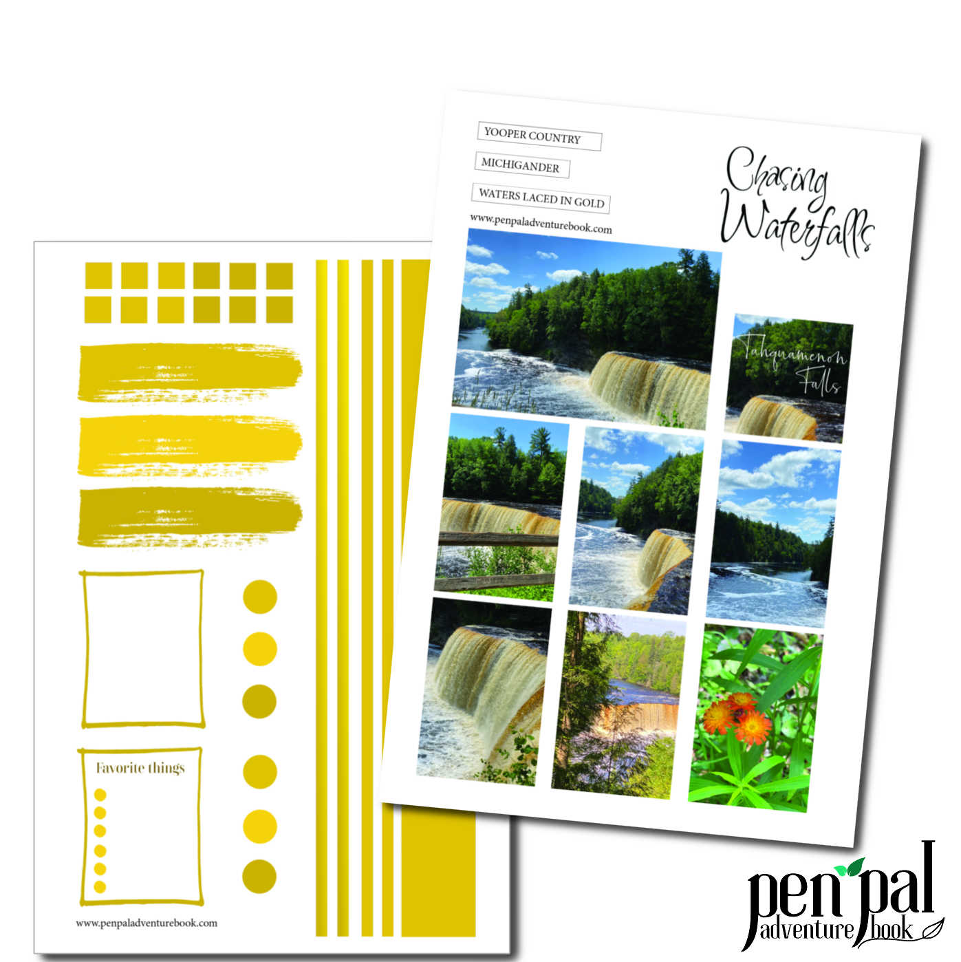 Digital Download-Michigan-Taquamenon Falls-Pen Pal Adventure Book Coordinating Printables