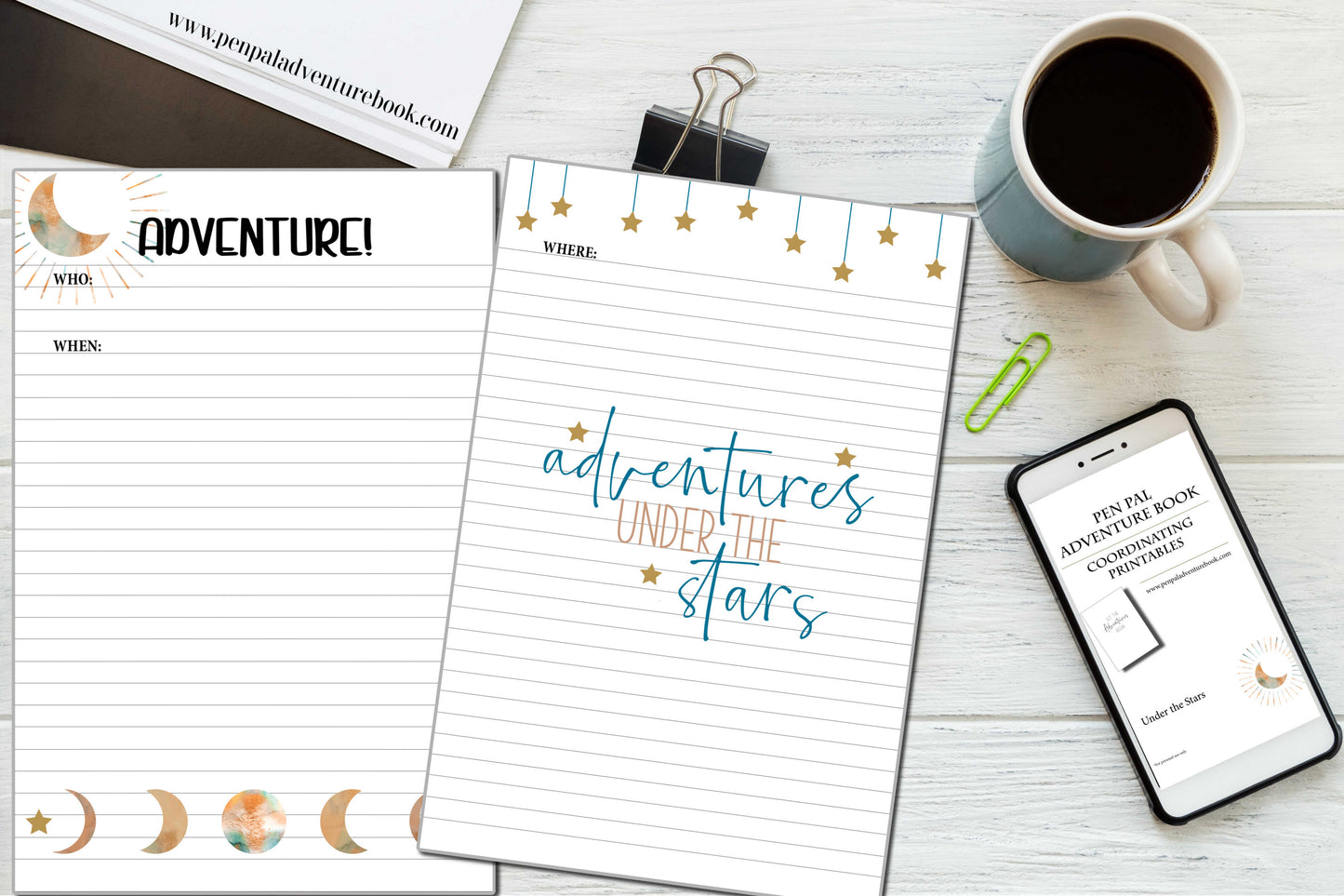 Instant Download-Adventures Under the Stars-Pen Pal Adventure Book Coordinating Printables
