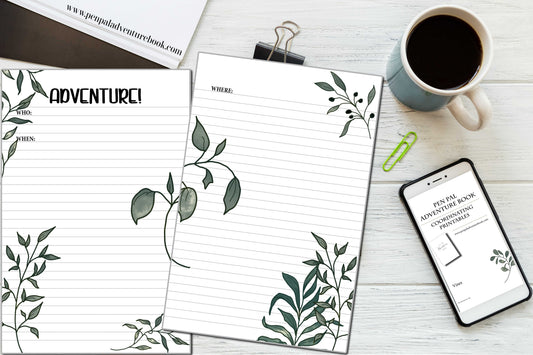 Digital Download-Vines in Olive Green-Pen Pal Adventure Book Coordinating Printables