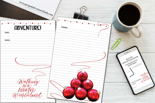 Instant Download-Winter Wonderland in Red-Pen Pal Adventure Book Coordinating Printables